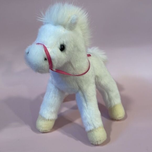 Douglas Horse Plush White Stuffed Animal 7" Beige Pink Ribbon #810T Pony EUC - Picture 6 of 7